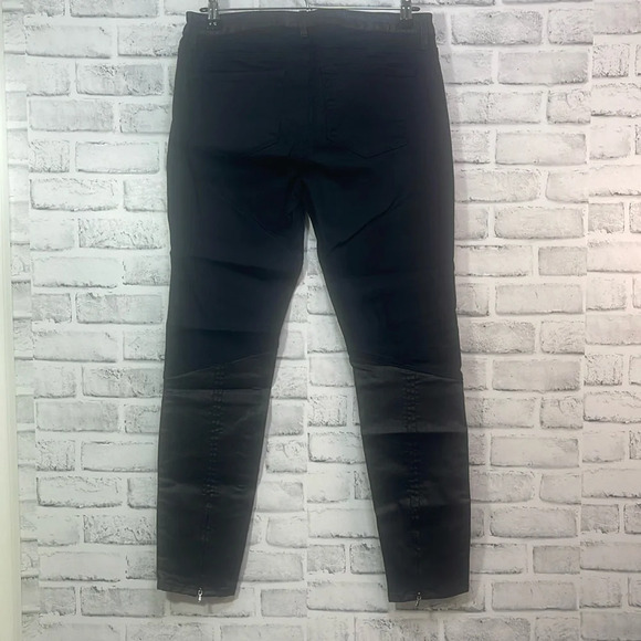 MILK Denim Black Coated Skinny Jeans Zipper Back Ankle  NWT 30 - Picture 2 of 8